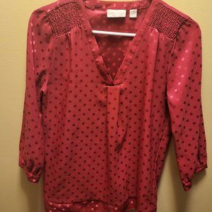 Hot Pink V Neck Blouse